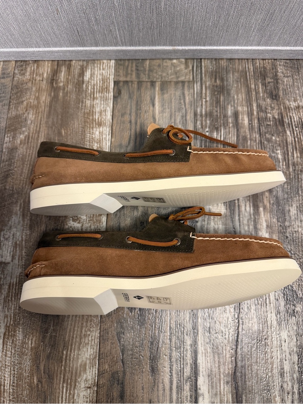 Sperry Two-Tone Brown & Tan Suede Boat Shoes Size 13 - Picture 12 of 16